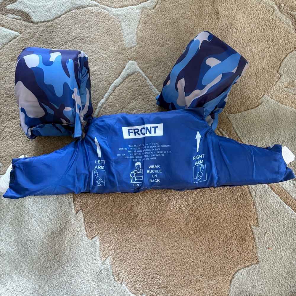 Blue Camouflage Swim Vest with Arm Floats